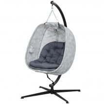 Outsunny Fauteuil suspendu en forme d'œuf pour l'extérieur, balancelle avec support, coussins pour intérieur et extérieur