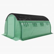 Outsunny Tunnel de film en polytunnel de 4 x 3 x 2 m avec filet pare-soleil, parois latérales enroulables, couverture en plastique, cadre en acier, vert