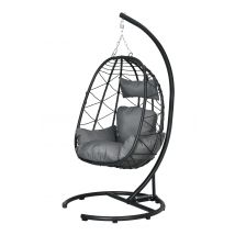 Outsunny Fauteuil suspendu extérieur Fauteuil Suspendu Egg Chair, résistant aux intempéries, incl. Coussin, 102 cm x 102 cm x 195 cm, Gris Foncé
