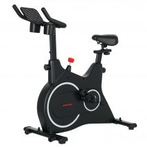 SPORTNOW Vélo d'appartement, vélo de fitness avec écran LCD, support pour tablette, porte-bouteilles, siège confortable, compact, noir