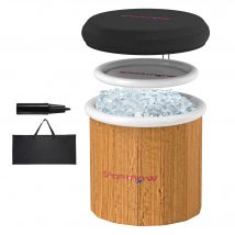 SPORTNOW Baignoire de glace, 300 litres bain de glace gonflable pour la relaxation musculaire avec couvercle, sac de transport, pompe à air, brun