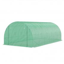 Outsunny Serre Tunnel en Film avec Couverture en Plastique et Cadre en Acier, Serre Marchande avec Portes à Enroulement, Vert