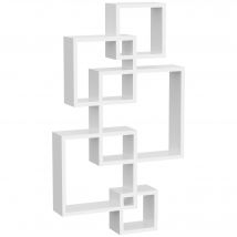 HOMCOM Etagère murale flottante, 5 étagères, bois massif, Blanc