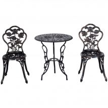 Outsunny Ensemble de Mobilier de Jardin pour 2 Personnes Groupe de Sièges Balcon Balcon Meubles Ensemble Ensemble de Table Chaise Bronze