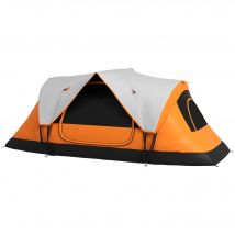 Outsunny Tente de camping, 2 pièces, cloison, pour 8 personnes, protection contre la pluie, Orange