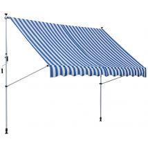 Outsunny Store Banne avec Manivelle ajustable en hauteur Store à bras articulé résistant à la saleté et aux intempéries Store de balcon de 150cm de large Store de terrasse pour terrasse balcon véranda Bleu et Blanc