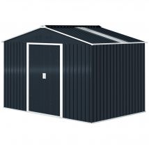 Outsunny Cabane de Jardin en Métal avec Portes Coulissantes et Fenêtres de Ventilation, 277 x 195 x 192 cm, Gris foncé