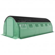 Outsunny Serre Tunnel en film plastique de 6 x 3 x 2 m avec filet pare-soleil, parois latérales enroulables, couverture en plastique, cadre en acier, Vert
