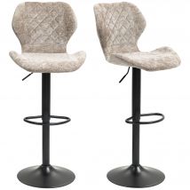HOMCOM Tabourets de bar en set de 2, tabourets de cuisine réglables en hauteur avec dossier, lift à gaz, repose-pieds, pivotant, Marron