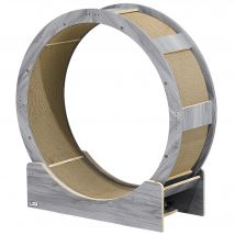 PawHut Roue d'exercice pour chat, Roue pour chat, 91 cm, avec frein, Tapis à griffer, Katzenrad pour une activité saine, Noyer