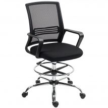 HOMCOM Chaise de bureau, Chaise pivotante, Chaise de bureau pivotante, réglable, à roulettes, Noir