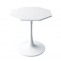 Table basse octogonale moderne, plateau en MDF avec base en métal, 80×74×73 cm, pour salon et cuisine, Blanc