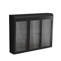 Armoire murale à 3 portes en verre avec design voûté,espace de rangement polyvalent, pour cuisine, salon et salle de bain, 90×20×70 cm, Noir