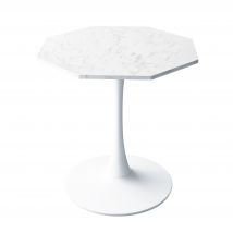 Table basse octogonale moderne,plateau en marbre imprimé avec base en métal, 80×74×73 cm, pour salon et cuisine, Marbre Blanc