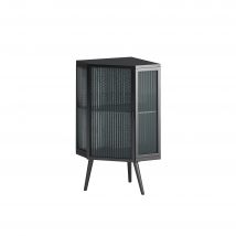 Eckschrank, 80 cm Modern Metall Glas Glastür Verstellbares Regal Schwarz Praktisch für Badezimmer Wohnzimmer Schlafzimmer Hochwertig Design   Aosom.de
