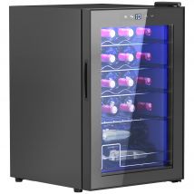 HOMCOM Cave à vin 20 bouteilles 53L haute performance température réglable 5-18° avec lumière LED, noir