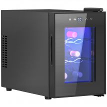 HOMCOM Cave à vin 6 bouteilles 17L haute performance température réglable 8-18° avec lumière LED panneau contrôle tactile noir