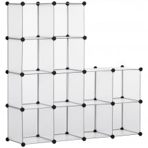 HOMCOM Meuble de rangement modulable, 16 cubes, meuble à chaussures, vêtements, livres, jouets, blanc