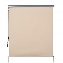 Outsunny Store extérieur enrouleur 2,5 x 1,6 m avec manivelle, aluminium et polyester 280g/m² anti-UV50+, crème