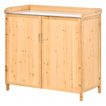 Outsunny Table de rempotage jardinage avec plan de travail et placard 2 niveaux