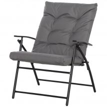 Outsunny Chaise de camping chaise de pêche pliante et portable, dossier haut, coussin rembourré et amovible 65 x 65 x 94 cm, gris