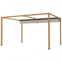 Outsunny Pergola extérieure 4 x 3 m avec toit rétractable et cadre en aluminium effet bois