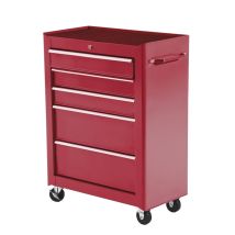 HOMCOM Carro de Herramientas para Taller con Ruedas 5 Cajones Armario con Cierre y Asa Lateral 61,5x33x85 cm Rojo   Aosom España