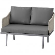 Outsunny Canapé de jardin 2 places avec coussins en résine tressée, canapé d'extérieur cadre en acier 110 x 70 x 72 cm gris foncé