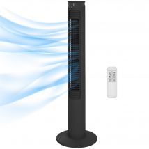 HOMCOM Ventilateur colonne 45W ventilateur tour télécommande, minuterie, oscillant à 70°, mode veille et mode enfants, noir