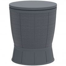 Outsunny Table à glacière 3 en 1, table de cocktail avec seau à glace, plateau télescopique pour jardin, Ø 49 x 58-84 cm, gris