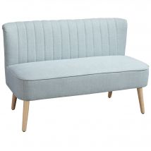 HOMCOM 2-Sitzer Stoffsofa  Polstersofa Sitzmöbel, Loungesofa, Holz, Schaumstoff, Hellgrün, 117 x 56,5 x 77 cm  Aosom