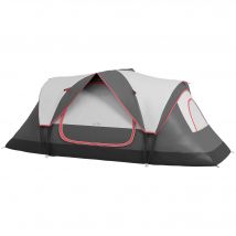 Outsunny Tente de camping familiale 6-8 pers. légère ventilée moustiquaire et sac de tranport inclus polyester gris foncé