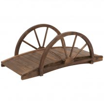 Outsunny Pont de jardin en bois, avec balustrade à demi-roues charge max. 150 KG, 100 x 50 x 37 cm, marron