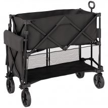 Outsunny Chariot de jardin pliable 369,5L chariot de transport de plage à 2 étages charge max 200 kg avec roues tout terrain noir