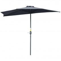 Outsunny Demi-Parasol 2,7 x 1,4 m parasol de balcon avec ouverture fermeture manivelle 5 entretoises, crème