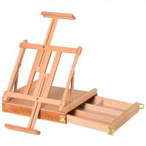 Vinsetto Chevalet Valise Chevalet d'atelier réglable en angle pliable avec tiroir en bois de hêtre naturel 42 x 36 x 12,5 cm