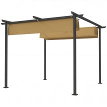 Outsunny Pergola de jardin 3 x 3 m avec toit réglable, cadre métallique, protection UPF30+, auvent pour véranda, terrasse, Beige