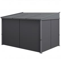 Outsunny Pergola de jardin, Pergola, avec toit rétractable, rideaux, cadre en aluminium, gris foncé, 3,65 x 2,55 x 2,05 m