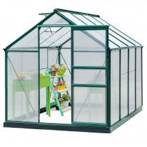 Outsunny Serre, abri de jardin, avec fenêtre de toit, porte coulissante, transparent, Polycarbonate+Aluminium, 190 x 252 x 201 cm