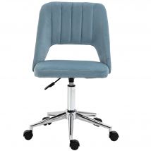 Vinsetto Chaise de Bureau, Hauteur Ajustable Chaise de Bureau sans Accoudoir, Pivotante Chaise de Bureau avec Aspect Velours, Chaise de Maquillage Ergonomique pour Chambre à Coucher, Bureau, Bleu