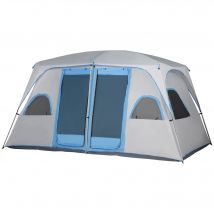 Outsunny Tente de Camping pour 4-8 Personnes avec 2 Chambres 2 Poches et Fenêtres en Filet Imperméable 400x275x210 cm Gris