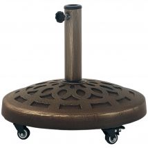 Outsunny Support de Parasol en Béton, Support de Parasol avec Roulettes, Support de Parasol Rond pour Parasol 34/38/48mm