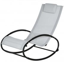 Outsunny Transat de Jardin Zéro Gravité, Sedia a Dondolo da Giardino Zero Gravity,  Transat de Jardin Ergonomique avec Coussin et Tissu Respirant pour Intérieur et Extérieur, 105x62x88 cm, Gris