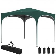 Outsunny Gazebo de Jardin à Hauteur Réglable avec Trous de Drainage et Sac de Transport, en Métal, Vert