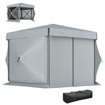 Outsunny Tonnelle de Jardin, Chapiteau de Jardin avec 5 Panneaux en Treillis et Sac de Transport, imperméable, résistant aux UV, Tente de Fête, Gris Clair