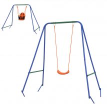 Outsunny Balançoire de Jardin 2 en 1 pour Bébés et Enfants de 6 Mois à 8 Ans, Orange et Bleu