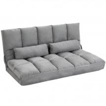 HOMCOM Canapé de Sol Pliable en Lit, Dossier Inclinable sur 7 Niveaux et Coussins, Canapé Moderne pour TV, Jeux, Lecture, Yoga, Bureau, 130x73x60 cm, Gris Clair