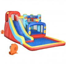 Outsunny Château Gonflable pour Enfants 3-8 Ans avec Trampoline, Toboggan et Piscine, 435x245x200cm