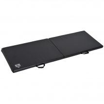 HOMCOM Gymnastikmatte Yoga Pilates Fitness faltbar tragbar 180L x 60B x 5H cm synthetisches Material Schwarz   Aosom