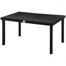 Outsunny Table de Jardin pour 6 Personnes Table à Manger en Aluminium Mobilier de Jardin Salon de Jardin Facile d'Entretien Plastique Noir 140 x 90 x 74 cm